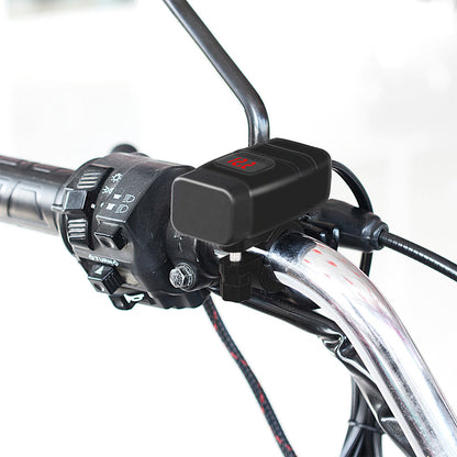 Dual USB Port Motorcycle Fast Charger Socket Suitable For Motorcycles – With LED Voltmeter Display & ON/OFF Switch