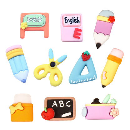 50x 3D Resin Cabochons Suitable for DIY Craft School-Themed Shapes