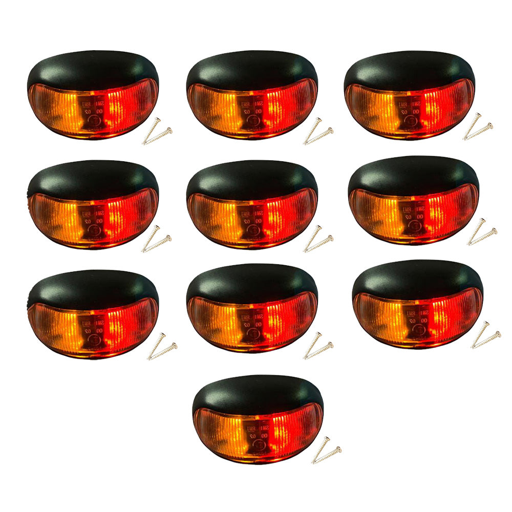 10x 2-LED Clearance Side Marker Lights Suitable For Trailer Truck 12V 24V Red & Amber.