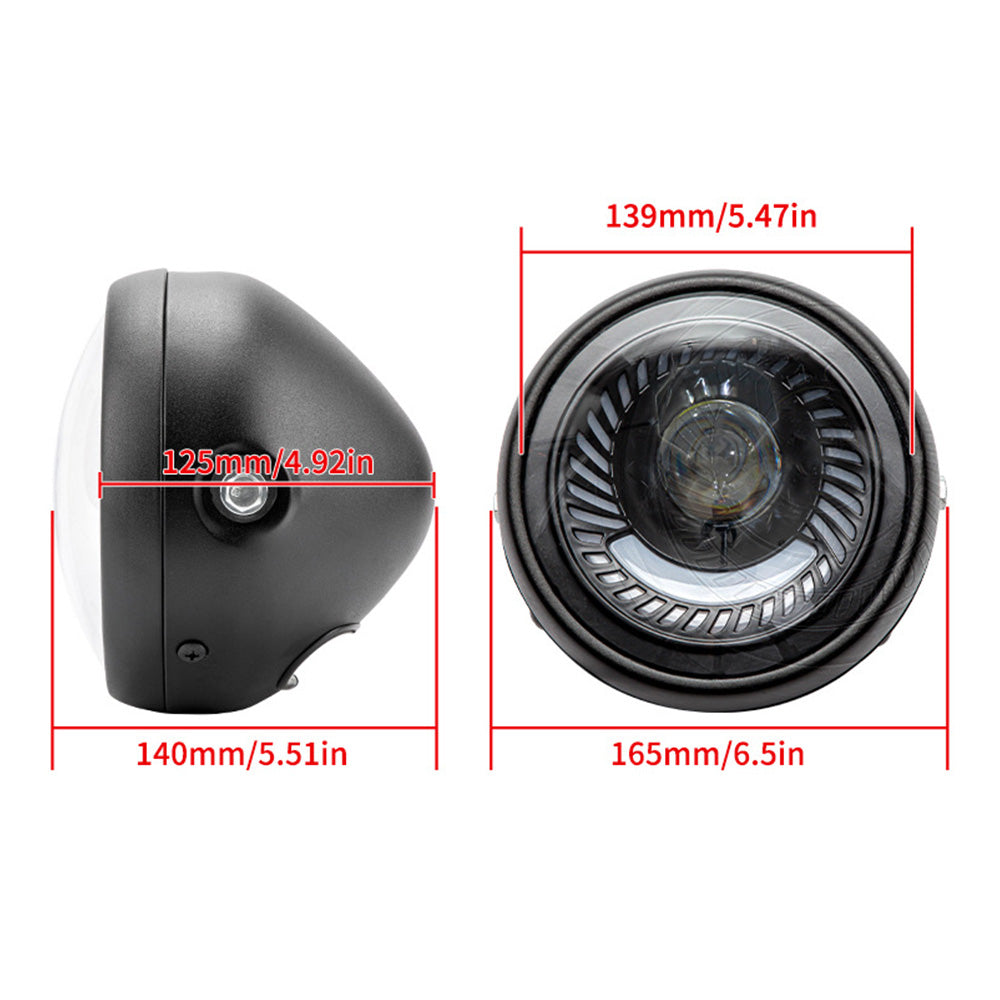 6.5-inch Motorcycle LED Headlight DRL Hi/Lo Suitable for Cafe Racer