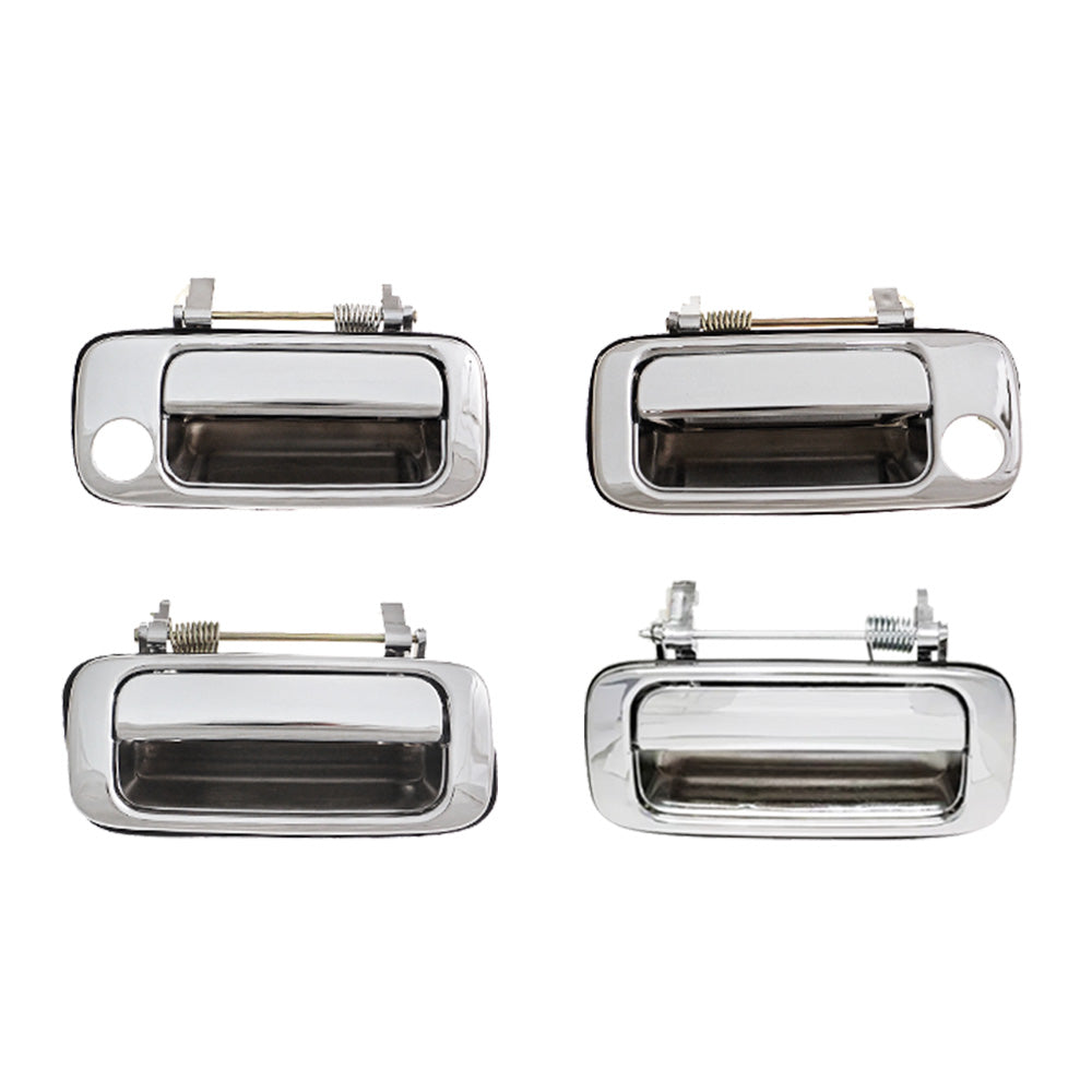 4X Chrome FRONT REAR OUTER Door Handle Suitable For Toyota Landcruiser 80 Series.