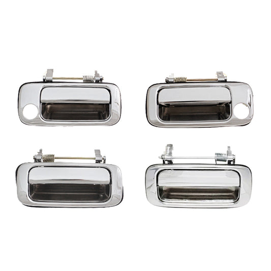 4X Chrome FRONT REAR OUTER Door Handle Suitable For Toyota Landcruiser 80 Series.