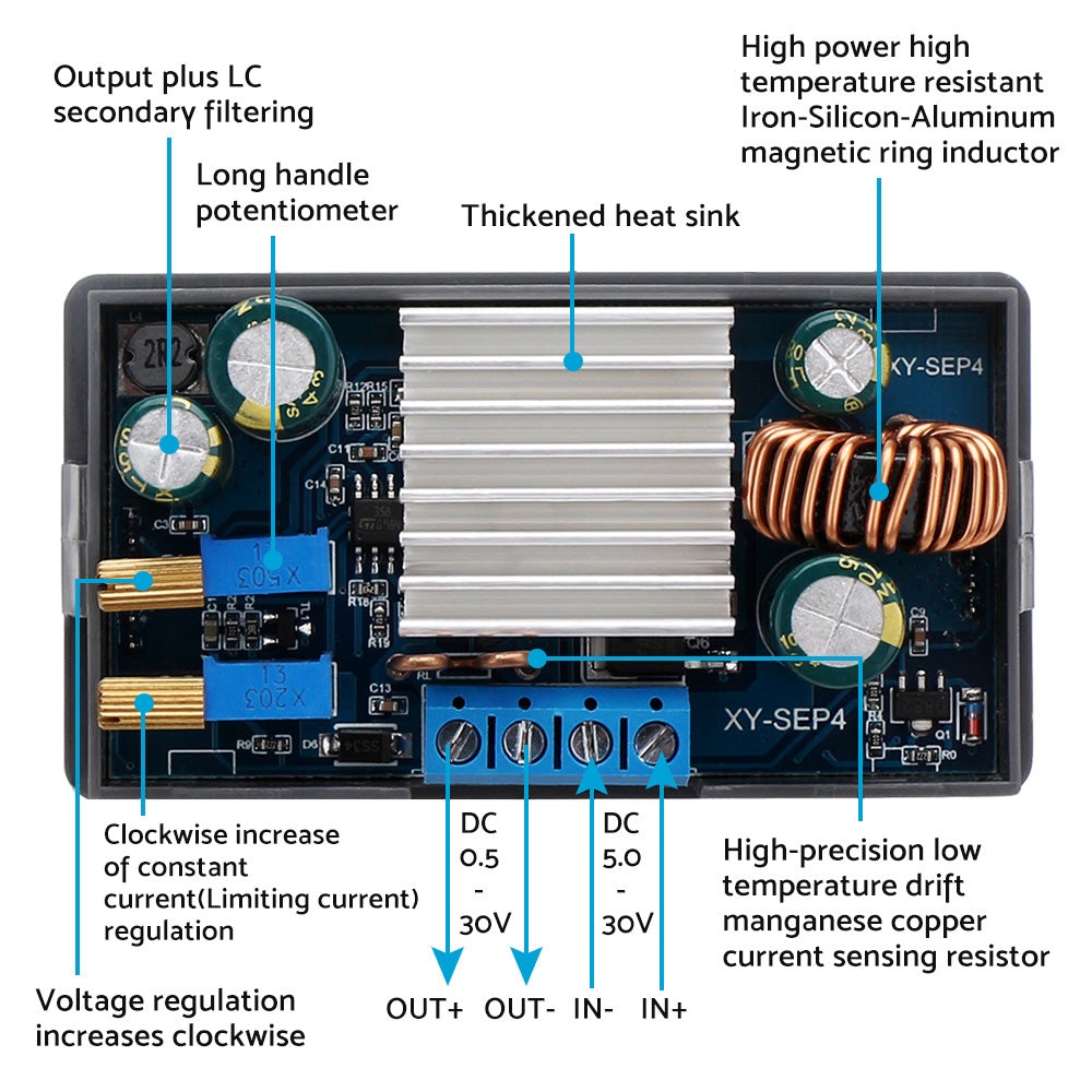 Buck Boost Converter Power Supply Module DC 5-30V LCD Adjustable Auto DC-DC AU.