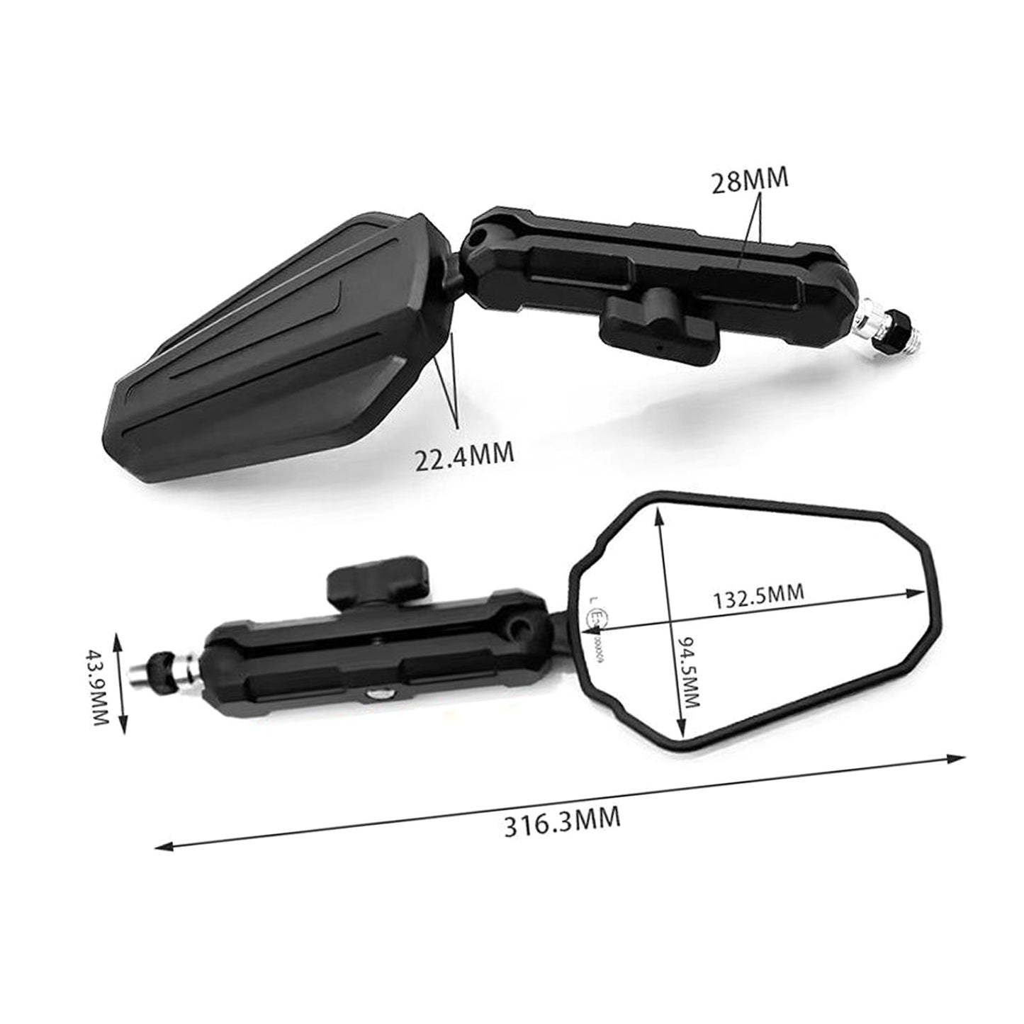 ATV Adventure Mirrors 7/8" Mount Suitable for Honda CRF300L