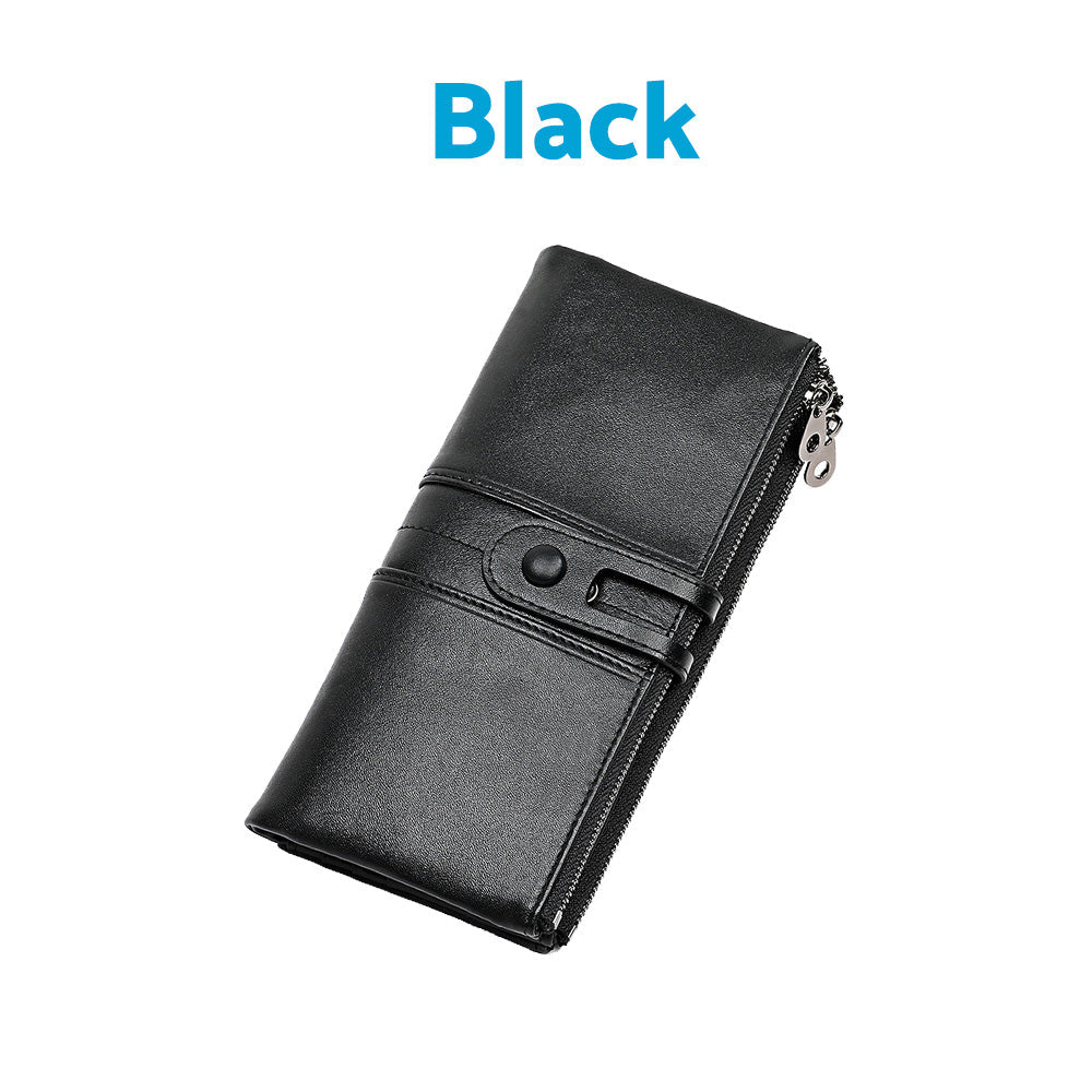 Leather Wallet Zip-Around Card Coin Holder Suitable for Unisex
