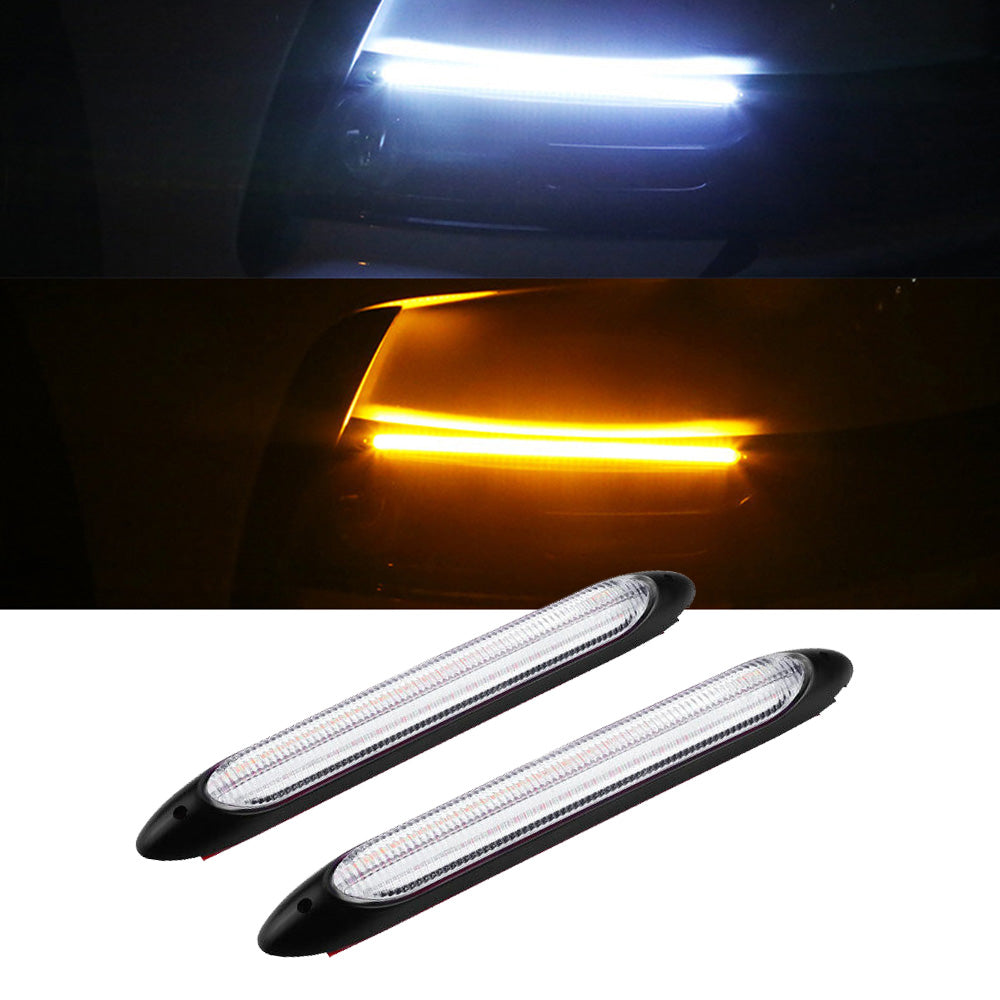 2x 15cm DRL LED Strip Lights Daytime Running Sequential Turn Signal Lamp.