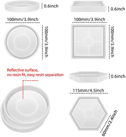 6x Coaster Resin Silicone Mold Suitable For Jewelry & Agate Making Craft Tool