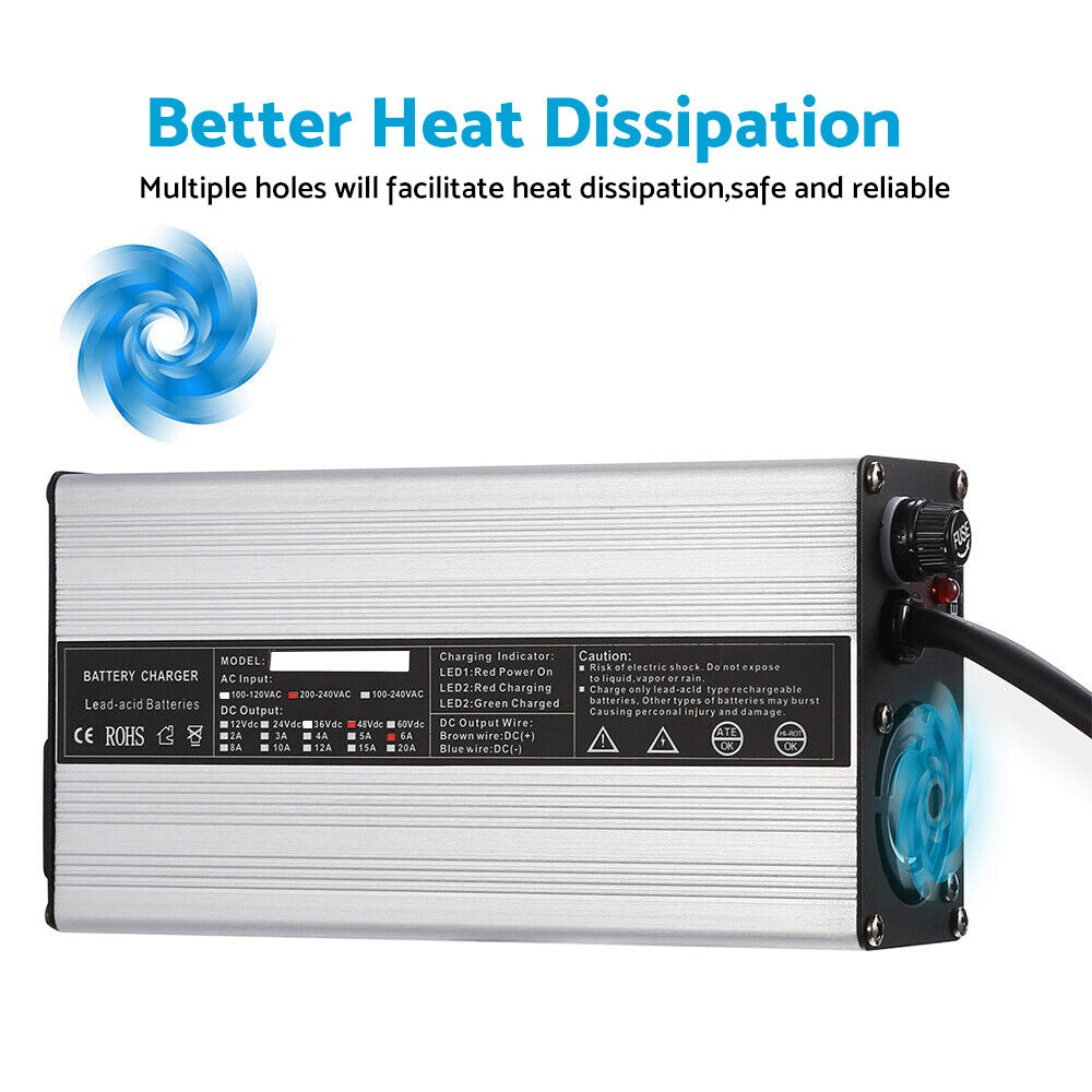 48V 6A Snap-Head 3-Pin Plug Battery Charger Suitable For EZ-GO TXT & Club Golf Cart