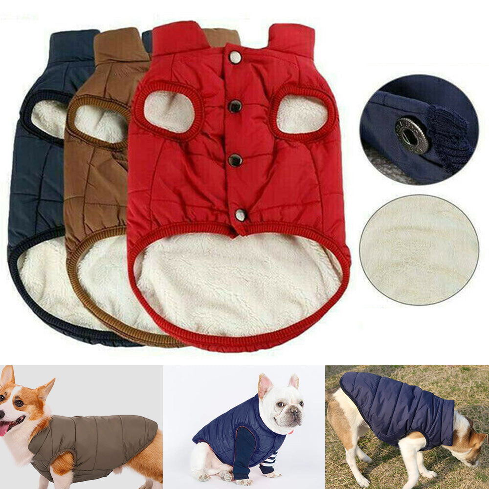 Pet Dog Warm Windproof Coat Fleece Jacket Jumper Sweater Winter Puppy Clothes AU.