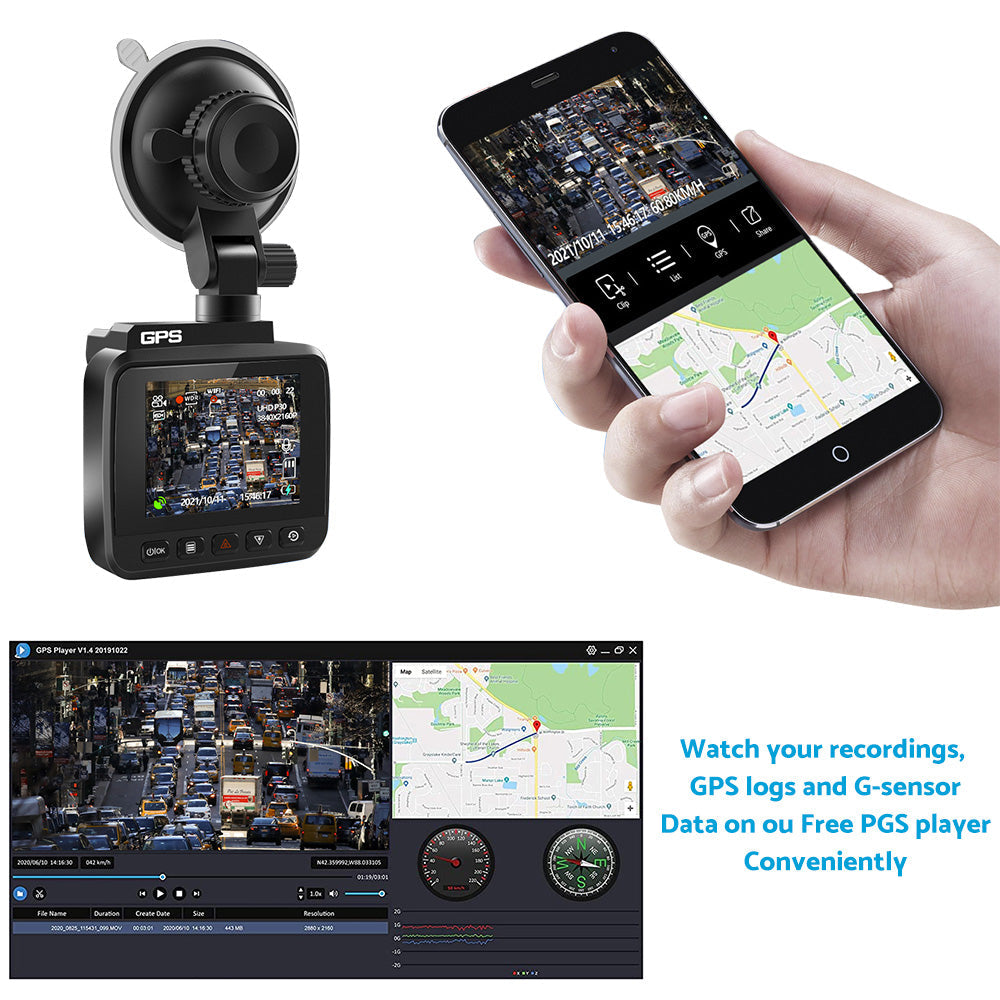4K Car Dash Camera Recorder Suitable for Vehicles Built-in WiFi GPS UHD 2160P LC