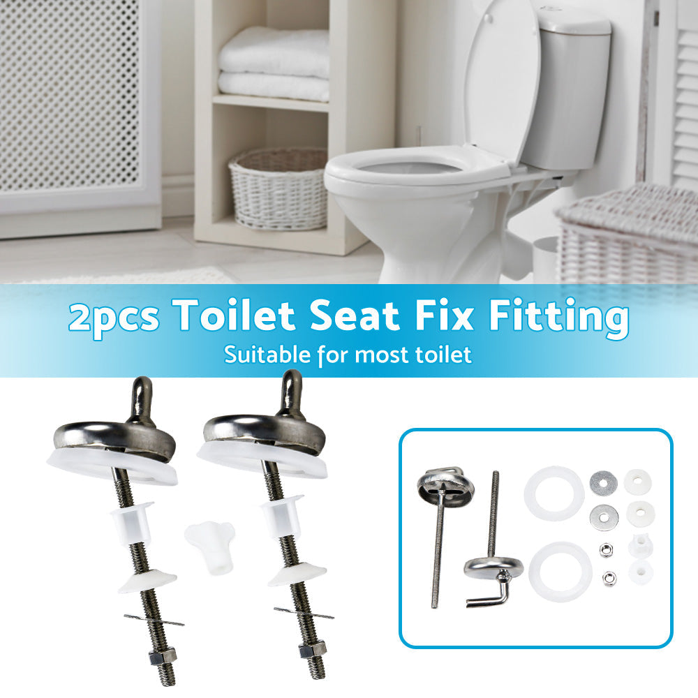 2PCS Toilet Seat Fix Fitting Stainless Back To Wall Replace Quick Release Hinges.