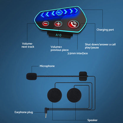 Bluetooth 5.0 Wireless Motorcycle Helmet Headset Intercom Motorbike Headphone Suitable For All Helmets
