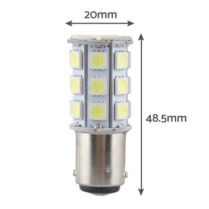2x 12V BA15D LED White 27 SMD 5050 Indicator Signal Lights Suitable For Caravan & Car