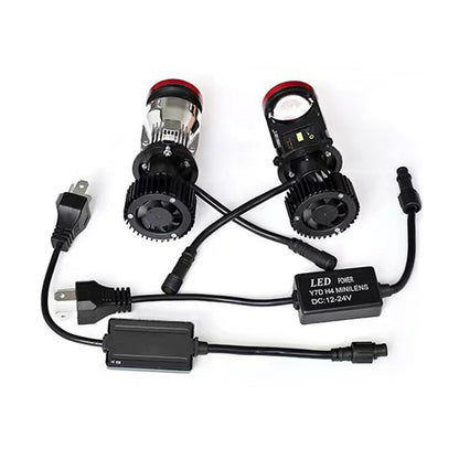 2x H4 Y7D Bi-LED Mini Lens Car Headlight Lamps 6000K Suitable for Universal Vehi