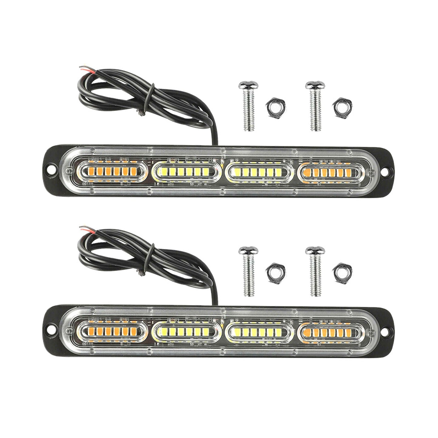 2x 48LED Amber Recovery Strobe Flashing Grille Lightbar Lamp Suitable For Truck
