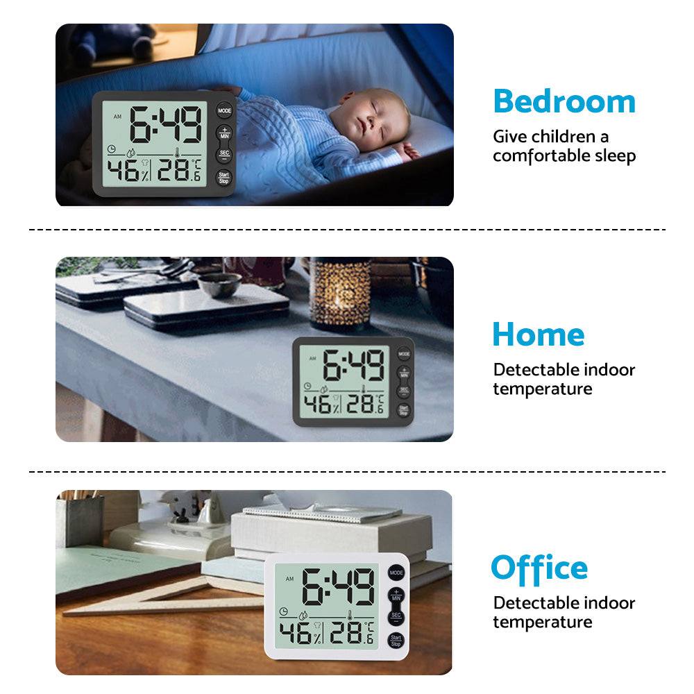 Small Mini Digital Clock with Temperature Display Suitable For Travel, LCD LED, Alarm, Battery Operated ¨C Black & White.