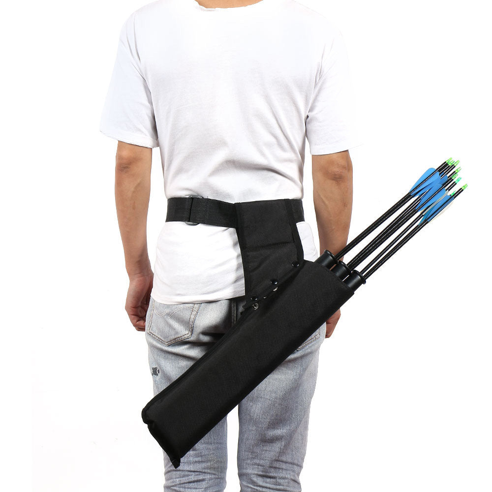 Archery Arrow Quiver Holder 3 Tube Back Waist Shoulder Strap Bag Pouch Hunting.