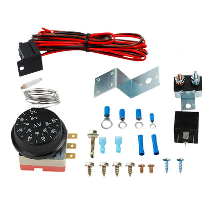 Adjustable 12V Electric Radiator Fan Thermostat with 3-Pin Relay Wire Kit Suitable For Universal Cars