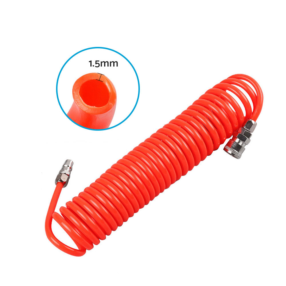 6m Coil Air Compressor Hose Recoil Hose 5mm x 8mm PU with Nitto Style Fittings.