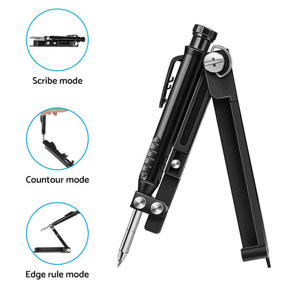 Multi-Function Scribing Tool Suitable For Construction and Precise Woodworking with 6x Pencils