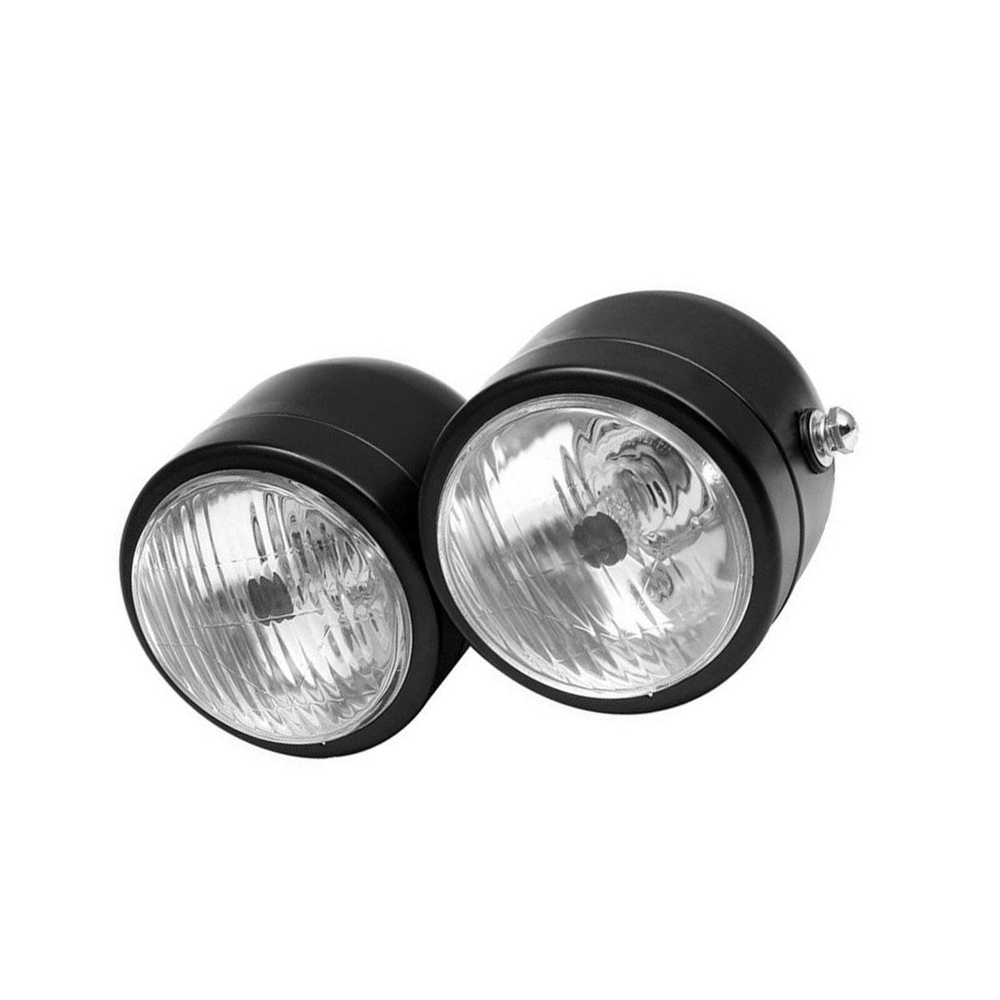 Black Twin Universal Headlight Dual Lamp Suitable For Motorcycle Street Fighter.