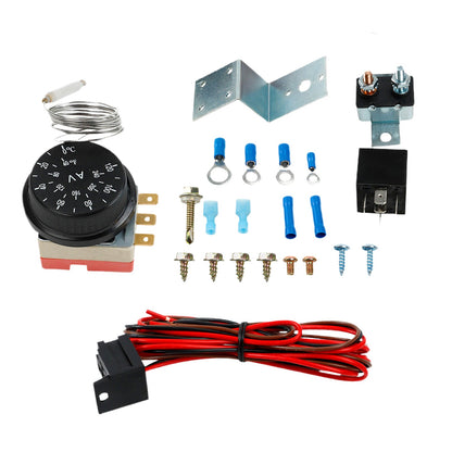 Adjustable 12V Electric Radiator Fan Thermostat with 3-Pin Relay Wire Kit Suitable For Universal Cars