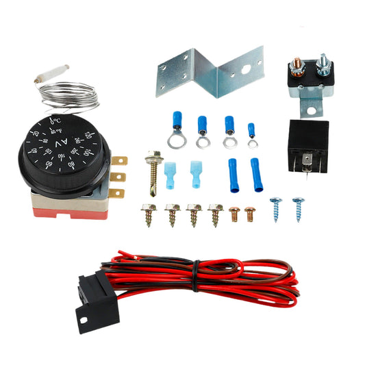 Adjustable 12V Electric Radiator Fan Thermostat with 3-Pin Relay Wire Kit Suitable For Universal Cars