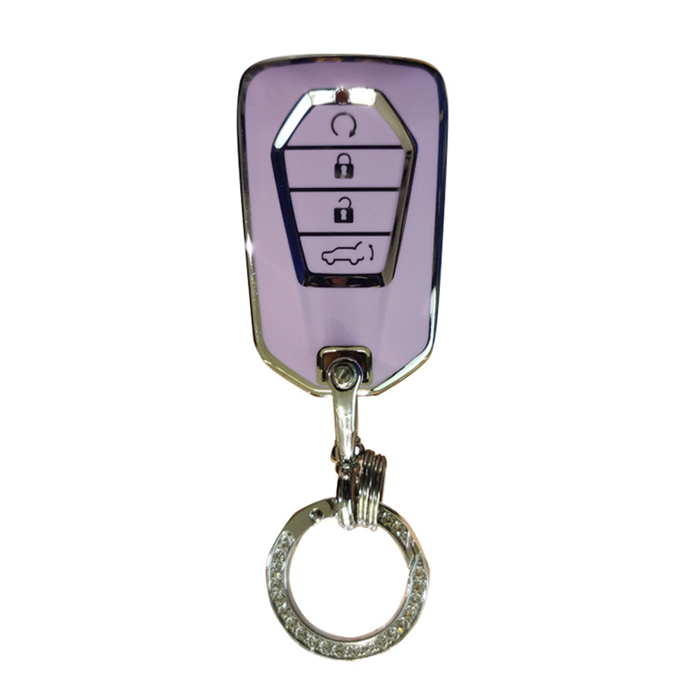 TPU Car Remote Key Fob Cover Suitable For Isuzu D-MAX MU-X MUX 4 Button Purple