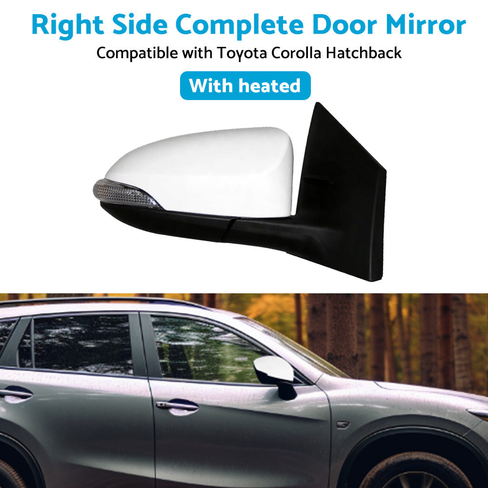 Door Mirror Suitable for Toyota Corolla ZRE182 12-18 Hatch Right White Heated.