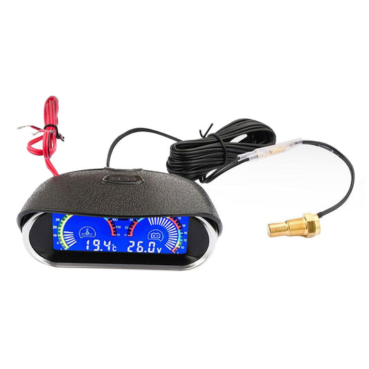 2-in-1 Car LCD Digital Display Gauge Suitable For Water Temperature & Voltage Measurement Horizontal