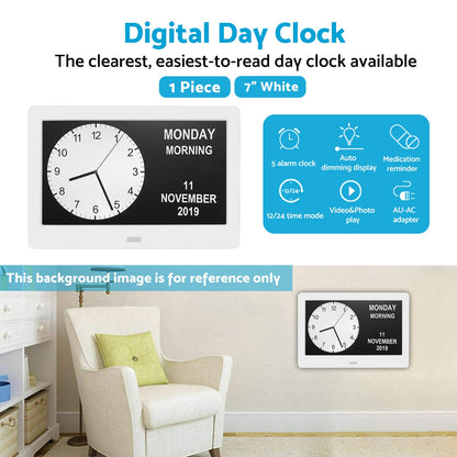 LED Large Digital Day Clock 7  Calendar Dementia Date Week Month Year Time Wall.