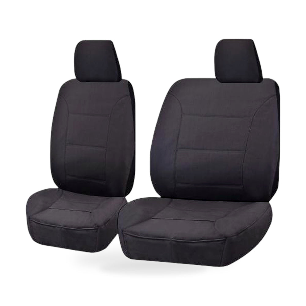 Seat Covers for TOYOTA LANDCRUISER 60.70.80 SERIES HZJ-HDJ-FZJ 1981 - 2010 TROOP CARRIER 4X4 SINGLE CAB CHASSIS FRONT BUCKET + _ BENCH CHARCOAL ALL TERRAIN - ZT2