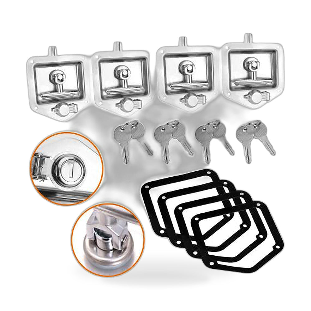 4-Piece T Handle Locks Tool Box With Keys Stainless Steel Trailer Camper Truck - ZT2