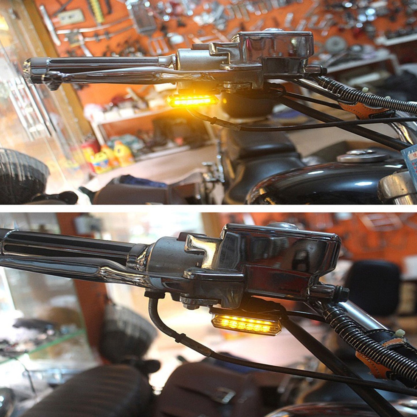 6x LED Mini Motorcycle Front Turn Signal Indicator Amber Light Suitable for Harl