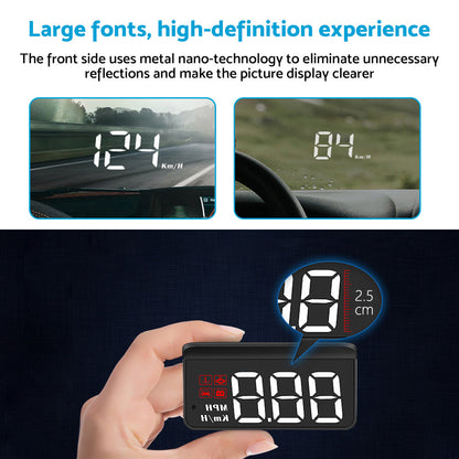 Universal Car Head-Up Display GPS Digital Speedometer with Speed Warning OBD2