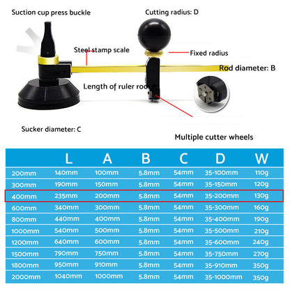 40cm Round Glass Cutter With Tungsten Carbide Cutting Wheel Suitable For Glazing