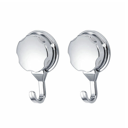 2x Strong Vacuum Suction Cup Hook Suitable For Bathroom and Kitchen Towel Shower Holder