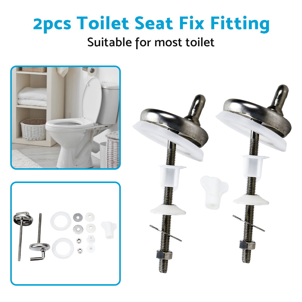 2PCS Toilet Seat Fix Fitting Stainless Back To Wall Replace Quick Release Hinges.