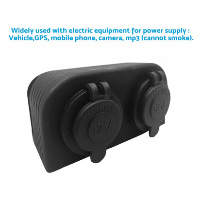 12V-24V Dual Port Surface Mount Cigarette Lighter Suitable for Car Boat Caravan RV.