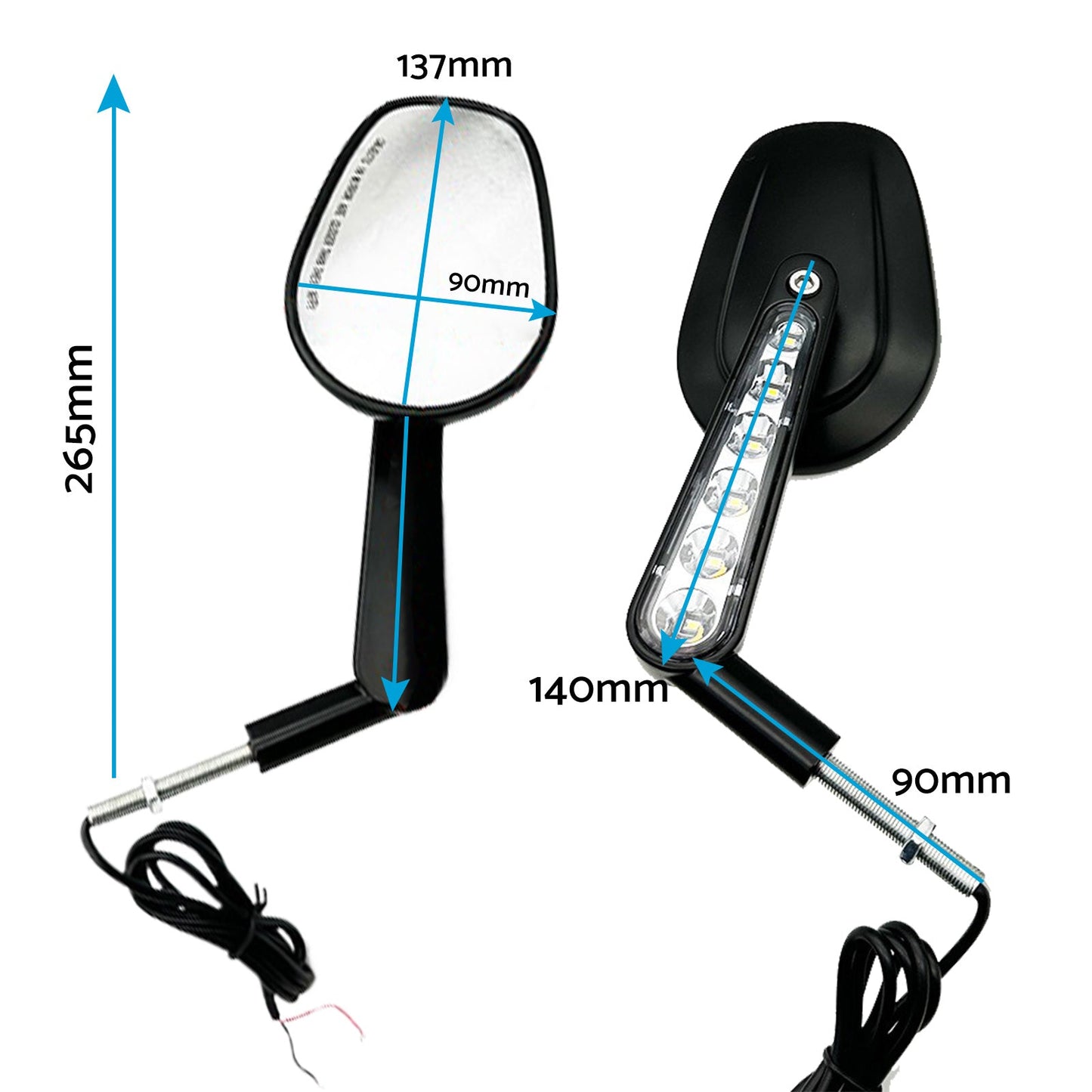 2x Rear View Mirrors LED Turn Signals Muscle Suitablefor Harley Davidson V-Rod.