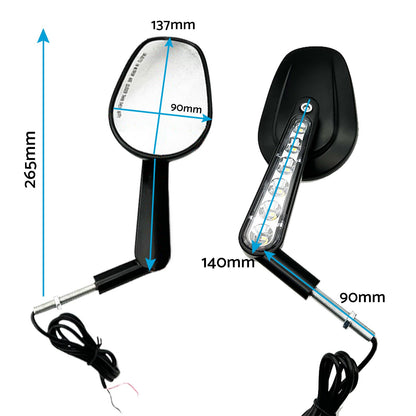 2x Rear View Mirrors LED Turn Signals Muscle Suitablefor Harley Davidson V-Rod.