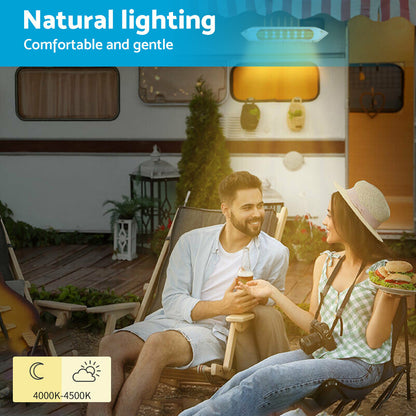 287MM DUAL LED BUG LIGHT 12/24V AWNING LIGHT AMBER/WHITE LIGHTS W/ SWITCH.