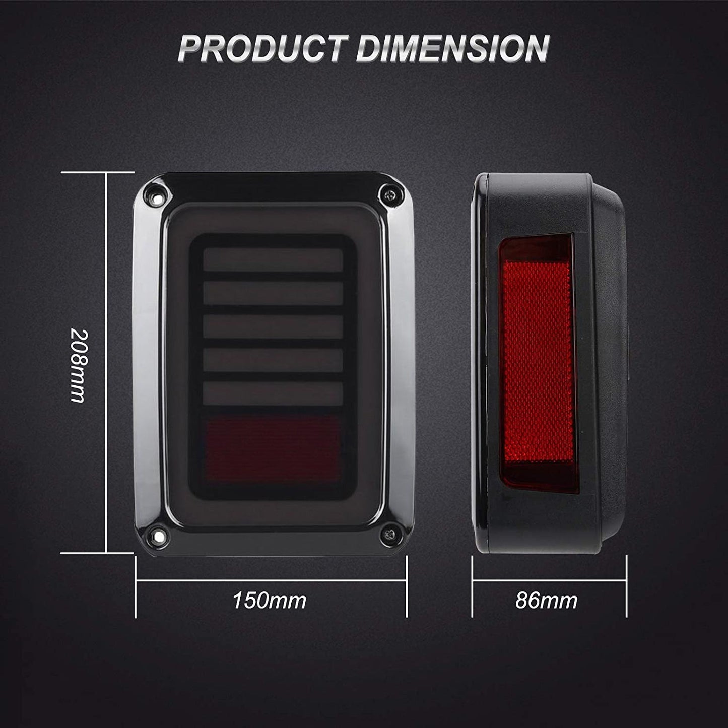 Smoked Black LED Tail Lights Rear Lamp Suitable For Jeep Wrangler JK 2007-2017