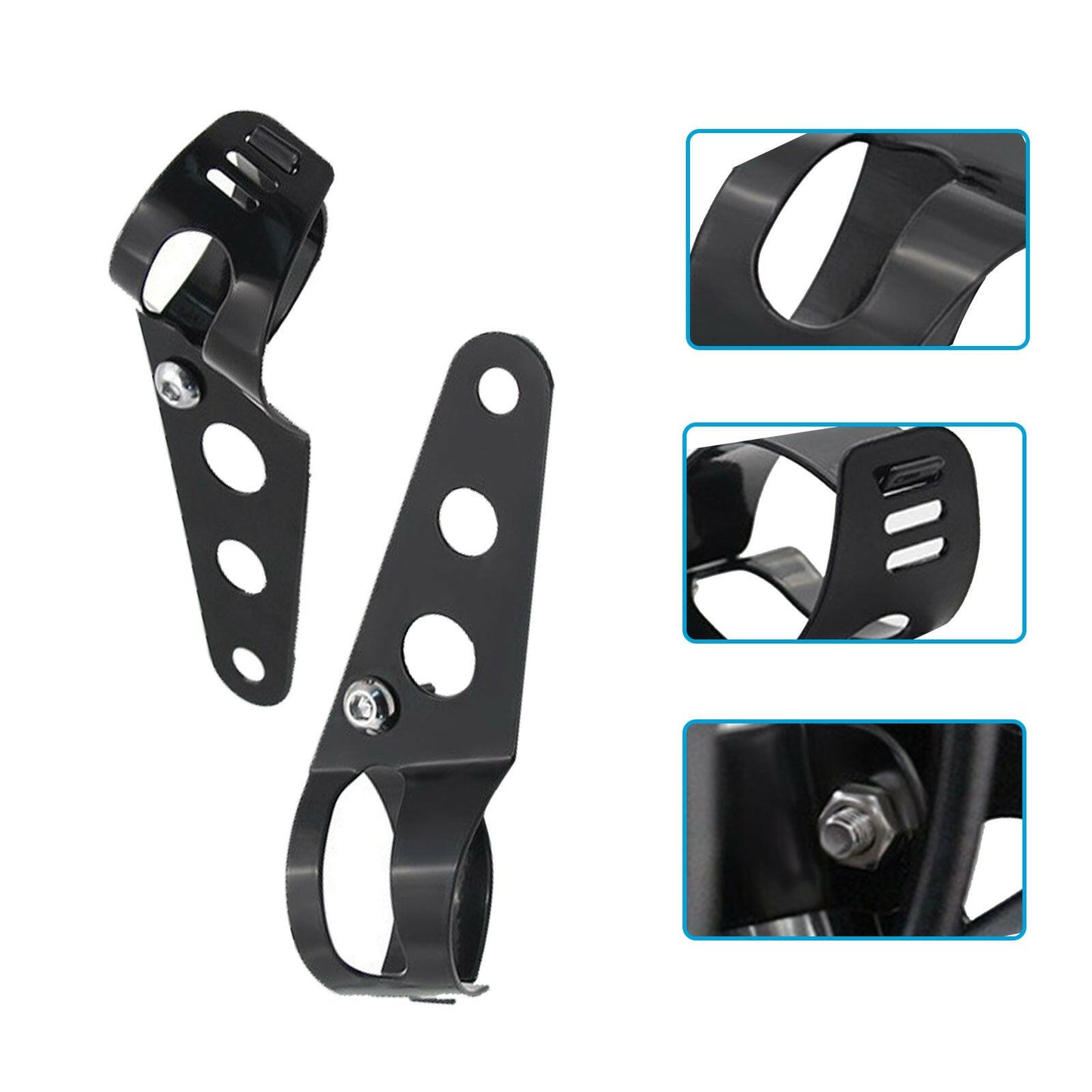 Black Twin Universal Headlight Dual Lamp Suitable For Motorcycle Street Fighter.