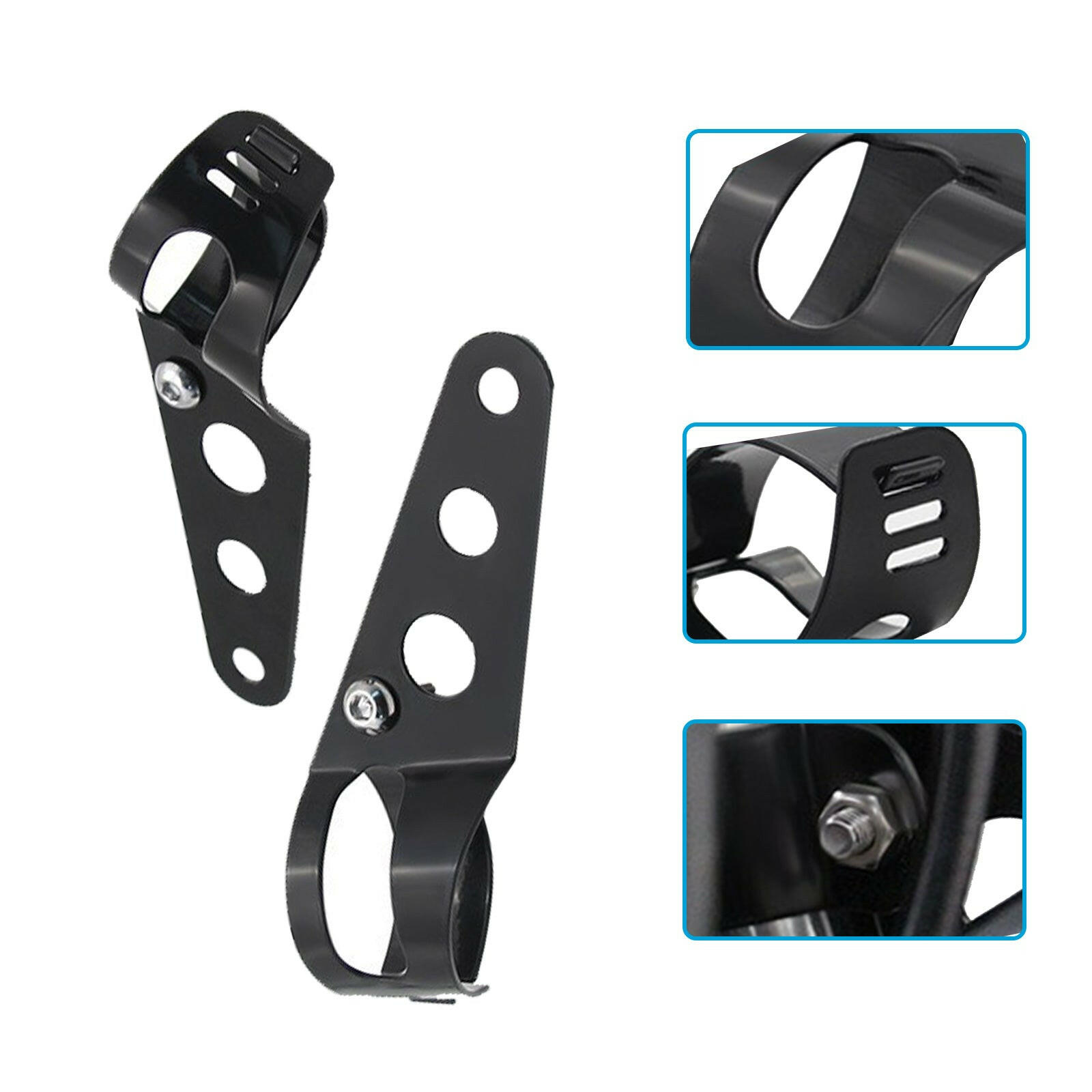 Black Twin Universal Headlight Dual Lamp Suitable For Motorcycle Street Fighter.