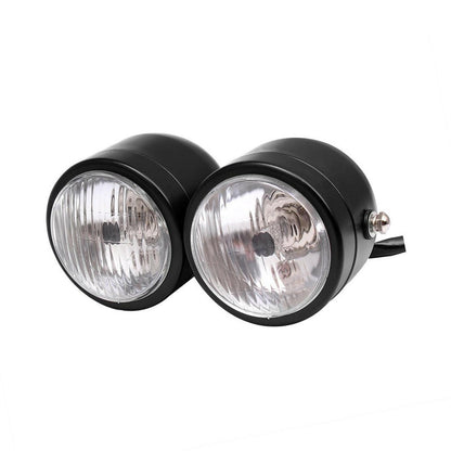 Black Twin Universal Headlight Dual Lamp Suitable For Motorcycle Street Fighter.