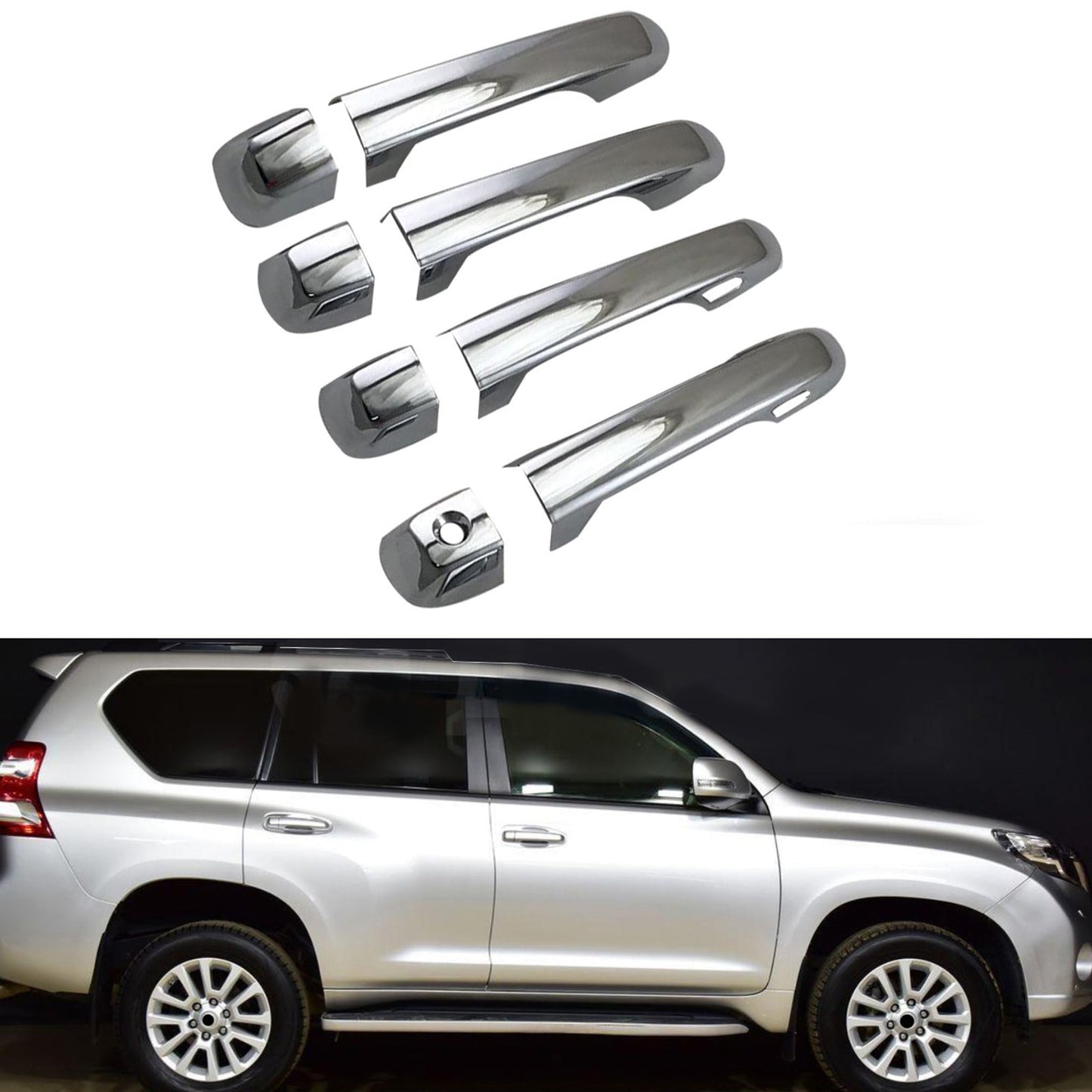 Chrome Door Handle Cover With Bowl Trim Suitable for Toyota Prado 4.0L V6