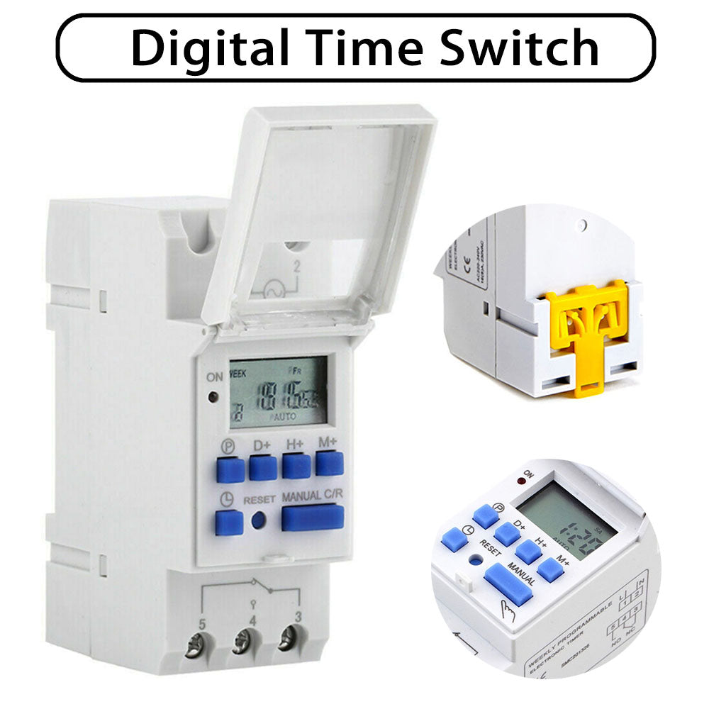 AU Local Digital LCD Power Programmable DIN Rail Timer Time Switch Relay AC 220V.