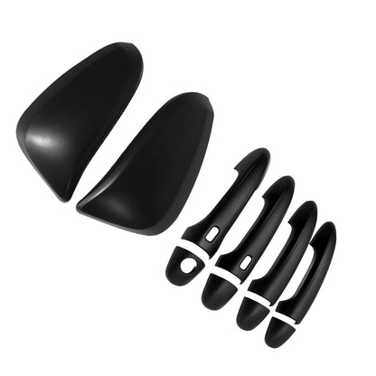 Black Mirror Covers & Door Handles Kit Suitable For Toyota Hilux 2015-2023