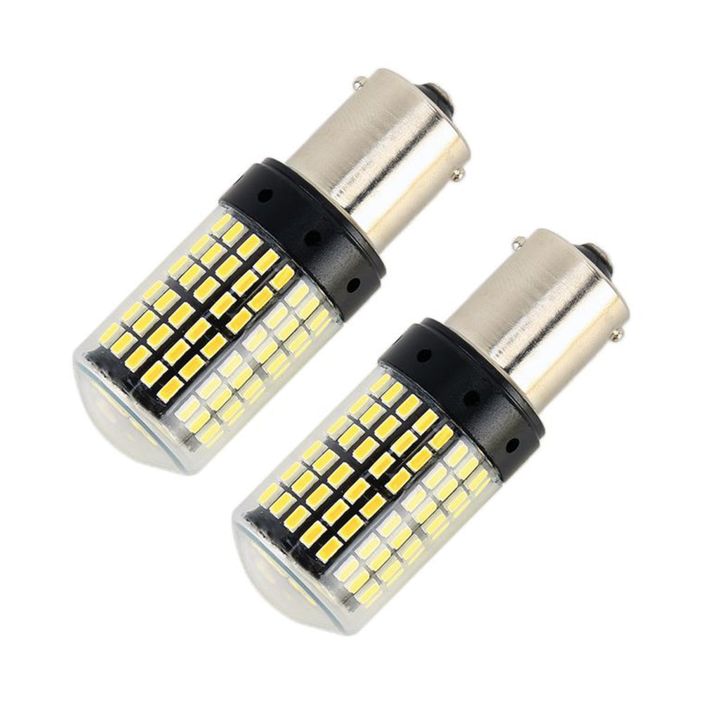 2X P21 or 5W BAY15D 1157 144SMD White LED Canbus Stop Tail Brake Light Bulbs.